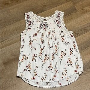 Mason & Belle Floral Sleeveless Top - White